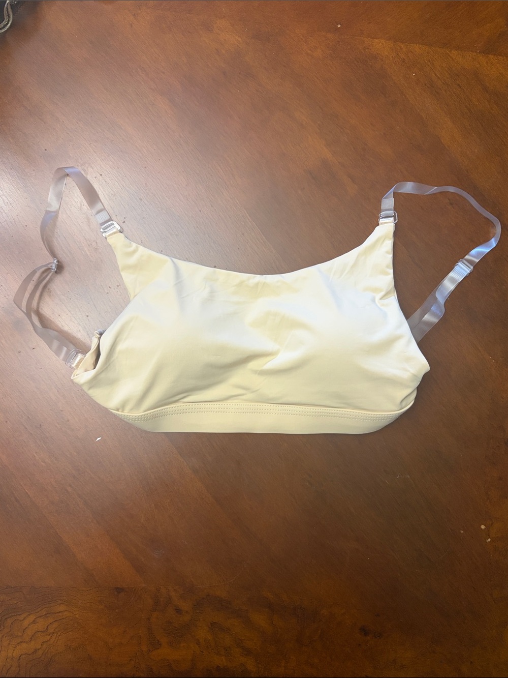 Light Cream Seamless Bralette with Clear Adjustable Straps